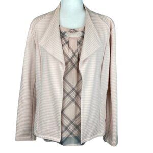 Stretch Knit Quilted Moto Top Pink w/ Flannel Sheer Sleeveless Layering Tank